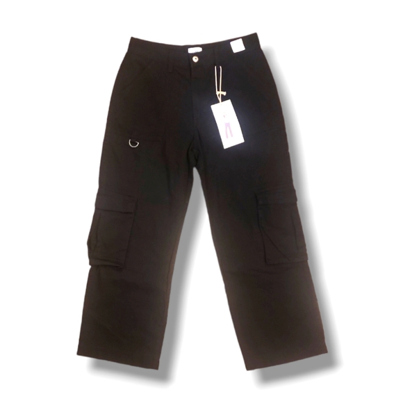 Size 9/29 NWT Women's Simple Society Low Rise Slouch Wide Leg Cargo Pants -Black - Picture 1 of 7